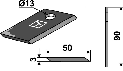 Couteau rotatif 90x50mm