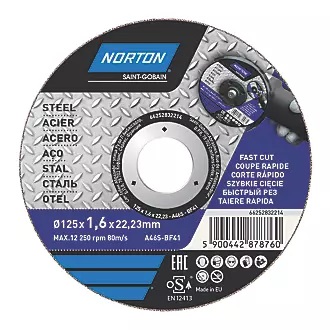 Disque à tronçonner pour métal Norton 125 mm x 1,6 x 22,23 mm